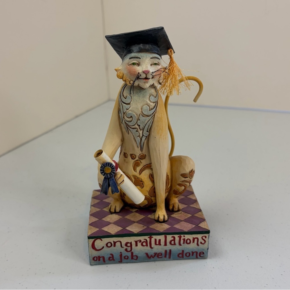 Jim Shore 2007 Your Future is Bright Graduation Cat Diploma Figurine Grad Gift